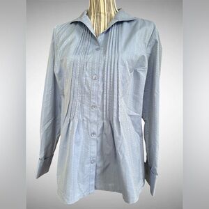 Coldwater Creek Soft Blue Pleated Blouse XS